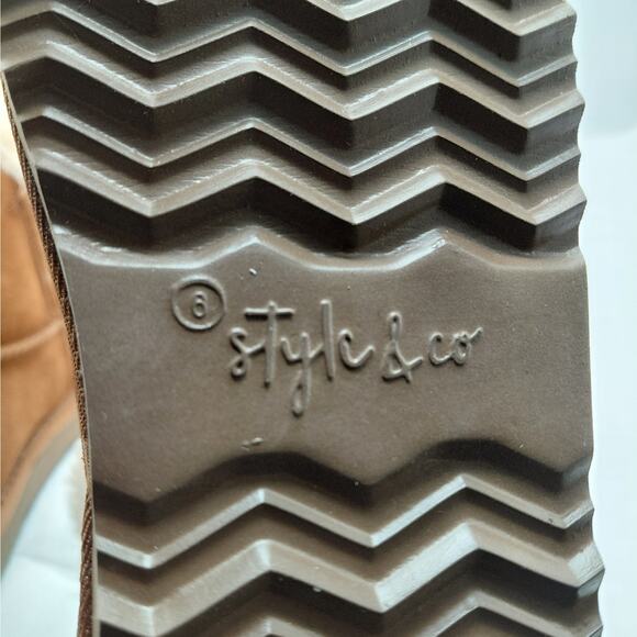 Style & Co Womens Ankle Boots Size 6 Tiny2 Chestnut Suede Faux Fur Shearling NIB - Picture 13 of 14